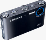 Samsung's NV3 digital camera. Courtesy of Samsung, with modifications by Michael R. Tomkins.