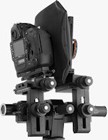 Sinar p2-slr with Nikon DSLR mounted, in landscape orientation. Photo provided by Sinar Photography AG.