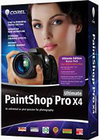Corel's Paintshop Pro X4 Ultimate product packaging. Rendering provided by Corel Corp.