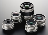 Pentax's full selection of Q-mount lenses consists of five models at launch. Photo provided by Pentax Imaging Co.