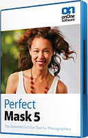 Perfect Mask 5's product packaging. Click here to visit the onOne Software website!