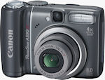Canon's PowerShot A590 IS digital camera. Courtesy of Canon, with modifications by Michael R. Tomkins.