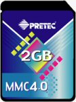 Pretec's 2GB MMC 4.0 MultiMediaCard.. Courtesy of Pretec, with modifications by Michael R. Tomkins.