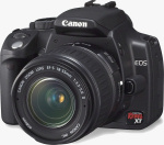 Canon's EOS Digital Rebel XT, black version. Courtesy of Canon, with modifications by Michael R. Tomkins.
