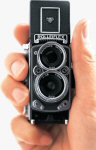 Rollei's RolleiFlex MiniDigi digital camera. Courtesy of Rollei, with modifications by Michael R. Tomkins.