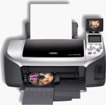 Epson's Stylus Photo R300M photo printer. Courtesy of Epson, with modifications by Michael R. Tomkins.