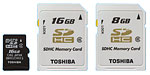 Photo of Toshiba 16GB microSDHC, 16GB and 8GB SDHC cards
