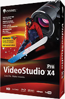 Corel's VideoStudio Pro X4 product packaging. Rendering provided by Corel Corp.