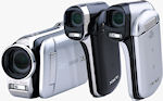 Left to right: Sanyo's VPC-GH2, VPC-CG102, and VPC-CG20 digital camcorders. Photo provided by Sanyo North America Corp.