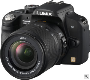 Panasonic's Lumix DMC-L10 digital SLR. Courtesy of Panasonic, with modifications by Michael R. Tomkins. Click for a bigger picture!