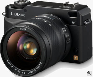 Panasonic's Lumix DMC-L1 digital SLR. Courtesy of Panasonic, with modifications by Michael R. Tomkins. Click for a bigger picture!