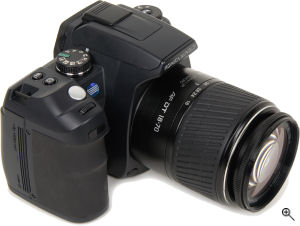 Konica Minolta's Maxxum 5D digital SLR. Courtesy of Konica Minolta, with modifications by Michael R. Tomkins. Click for a bigger picture!