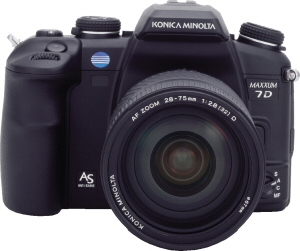 Konica Minolta's Maxxum 7 Digital. Courtesy of Konica Minolta, with modifications by Michael R. Tomkins. Click for a bigger picture!