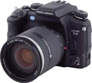 Konica Minolta's Maxxum 7 Digital. Courtesy of Konica Minolta, with modifications by Michael R. Tomkins. Click for a bigger picture!