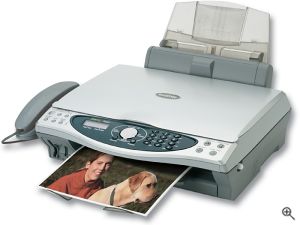 Brother's MFC-4420c Multi Function Center. Courtesy of Brother, with modifications by Michael R. Tomkins. Click for a bigger picture!