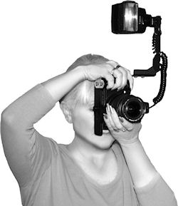 The MicroFlip Flash Bracket in portrait orientation. Photo provided by Hullett Practical Marketing Group. Click for a bigger picture!