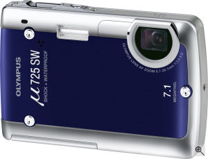 Olympus' Mju 725 SW digital camera. Courtesy of Olympus, with modifications by Michael R. Tomkins. Click for a bigger picture!