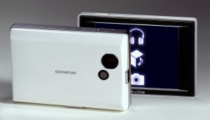 Olympus' m:robe MR-500i digital camera. Courtesy of Olympus, with modifications by Michael R. Tomkins. Click for a bigger picture!