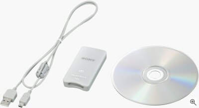 Sony's MSAC-US30 Memory Stick USB Reader / Writer. Courtesy of Sony, with modifications by Michael R. Tomkins. Click for a bigger picture!