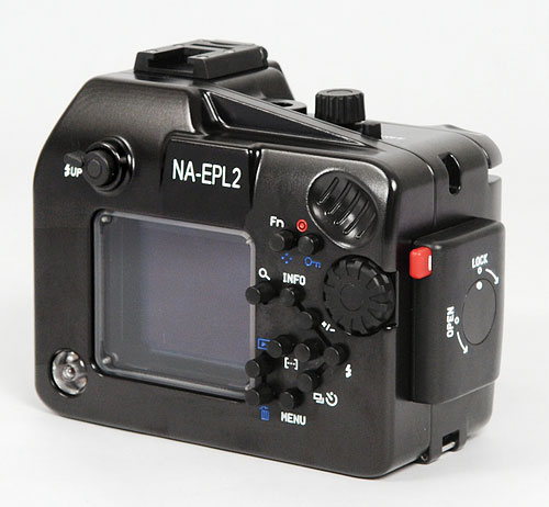 Rear view of the Nauticam NA-EPL2 underwater housing. Photo provided by Nauticam USA. Click for a bigger picture!