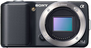 Sony's NEX-3 single-lens direct view camera. Photo provided by Sony Electronics Inc. Click for a bigger picture!