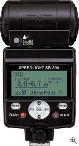 Nikon's Speedlight SB-800 flash. Courtesy of Nikon, with modifications by Michael R. Tomkins. Click for a bigger picture!