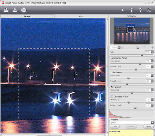 AKVIS' Noise Buster 7.0 for Windows. Photo provided by AKVIS Software Inc. Click for a bigger picture!