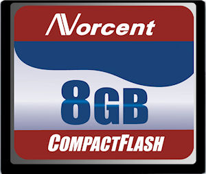 Norcent's 8GB CF card. Courtesy of Norcent, with modifications by Michael R. Tomkins.