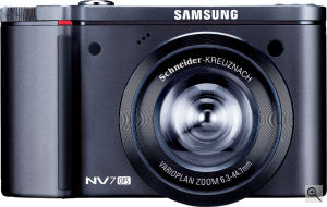 Samsung's NV7 digital camera. Courtesy of Samsung, with modifications by Michael R. Tomkins. Click for a bigger picture!