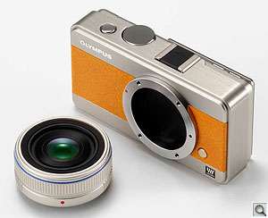 Olympus Micro Four-Thirds concept camera. Courtesy of Olympus, with modifications by Zig Weidelich. Click for a larger image.