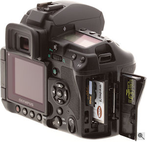 Olympus' E-3 digital SLR. Copyright &copy; 2007, The Imaging Resource. All rights reserved. Click for a bigger picture!