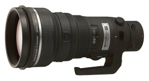 Olympus' E System 300mm lens. Courtesy of Olympus, with modifications by Michael R. Tomkins. Click for a bigger picture!