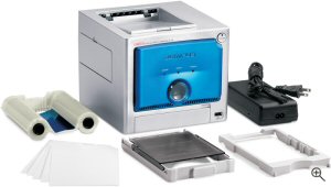 Olympus P-10 printer. Courtesy of Olympus, with modifications by Michael R. Tomkins. Click for a bigger picture!