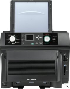 Olympus P-440 printer. Courtesy of Olympus, with modifications by Michael R. Tomkins. Click for a bigger picture!