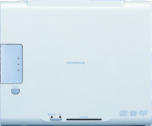 Olympus' S-DVD-100 DVD / CD reader / writer. Courtesy of Olympus, with modifications by Michael R. Tomkins. Click for a bigger picture!