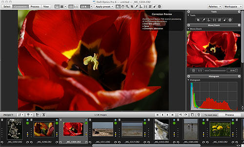 Customizing an image in DxO Optics Pro v6.6 on the Mac platform. Screenshot provided by DxO Labs. Click for a bigger picture!