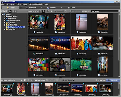 DxO Optics Pro 6's Select screen. Screenshot provided by DxO Labs. Click for a bigger picture!