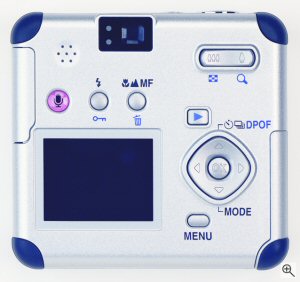 Pentax's Optio 33WR digital camera. Courtesy of Pentax, with modifications by Michael R. Tomkins. Click for a bigger picture!