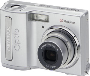 Pentax's Optio M10 digital camera. Courtesy of Pentax, with modifications by Michael R. Tomkins. Click for a bigger picture!