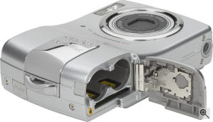 Pentax's Optio <20 digital camera. Courtesy of Pentax, with modifications by Michael R. Tomkins. Click for a bigger picture!