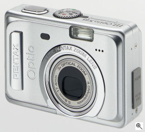 Pentax's Optio S45 digital camera. Courtesy of Pentax, with modifications by Michael R. Tomkins. Click for a bigger picture!