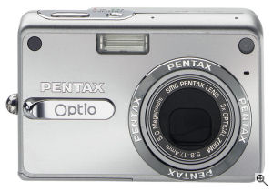 Pentax's Optio S5z digital camera. Courtesy of Pentax, with modifications by Michael R. Tomkins. Click for a bigger picture!