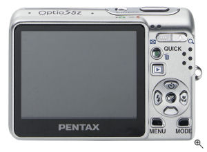 Pentax's Optio S5z digital camera. Courtesy of Pentax, with modifications by Michael R. Tomkins. Click for a bigger picture!
