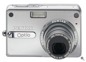 Pentax's Optio S5z digital camera. Courtesy of Pentax, with modifications by Michael R. Tomkins. Click for a bigger picture!