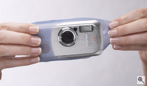 Pentax's Optio WPi digital camera. Courtesy of Pentax, with modifications by Michael R. Tomkins. Click for a bigger picture!