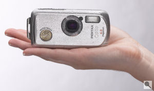 Pentax's Optio WPi digital camera. Courtesy of Pentax, with modifications by Michael R. Tomkins. Click for a bigger picture!
