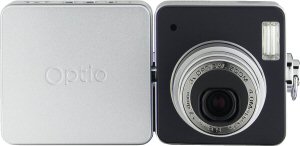 Pentax's Optio X digital cameracorder. Courtesy of Pentax, with modifications by Michael R. Tomkins. Click for a bigger picture!