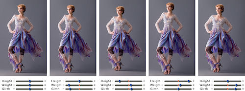 Parametric Reshaping is a new technology being introduced at SIGGRAPH 2010 that allows even novice users to easily manipulate a subject's height, weight, and girth interactively while maintaining proportions. Photo and caption provided by the Association for Computing Machinery / Business Wire. Click for a bigger picture!