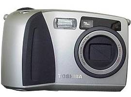 Toshiba's PDR-M60 digital camera, front view. Courtesy of Toshiba America Information Systems Inc.