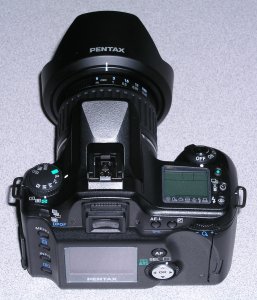 Pentax's *ist D digital SLR. Copyright (c) 2003, The Imaging Resource. All rights reserved. Click for a bigger picture!